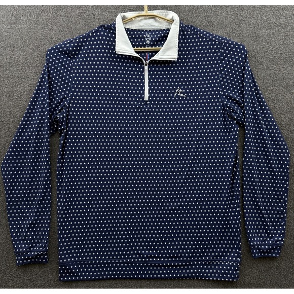 Rhoback Pullover Mens Medium Blue The Armstrong Performance 1/4 Zip Old Glory - Picture 1 of 12